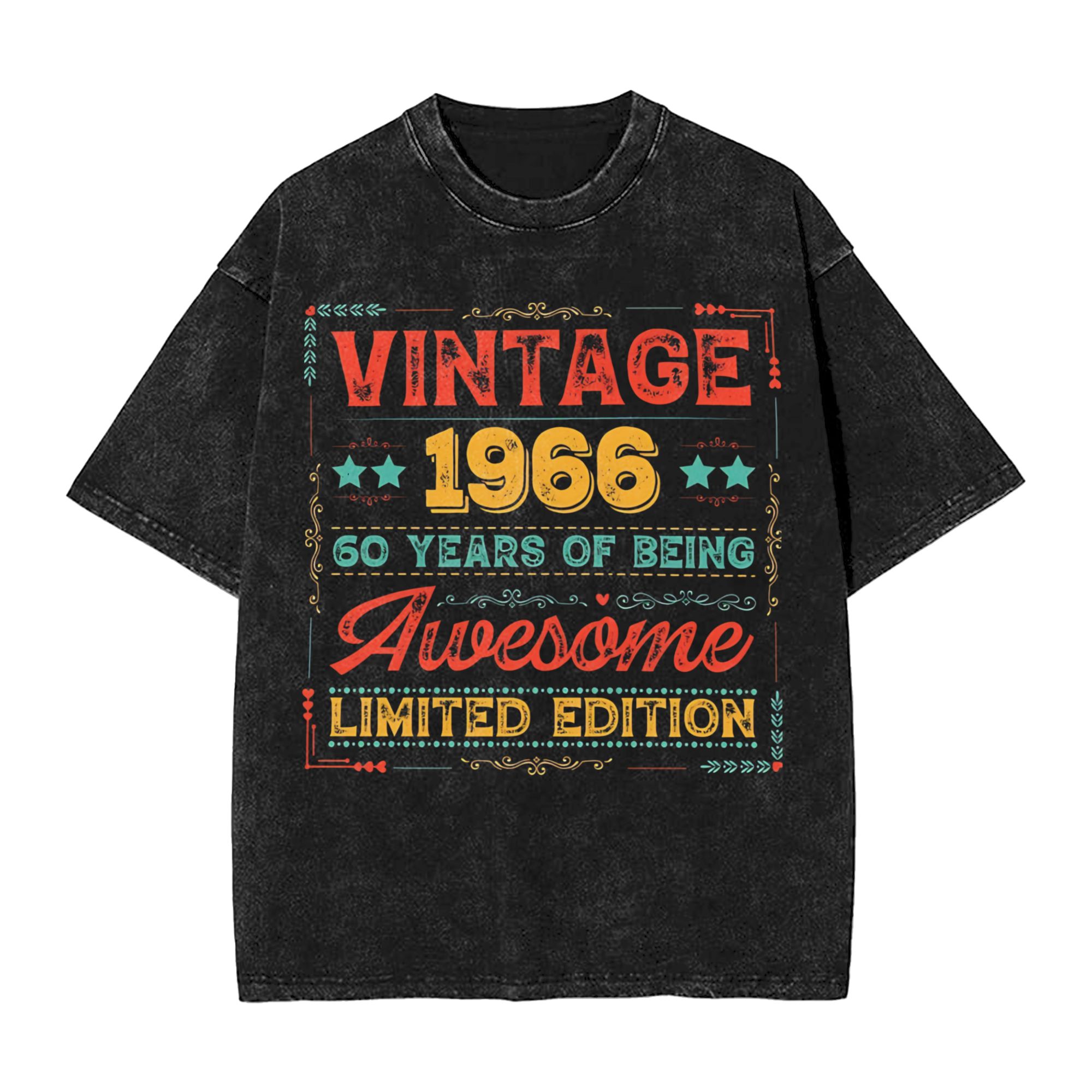 Men'S Fashion For 60 Year Old - Washed T Shirts Vintage 1966 60th