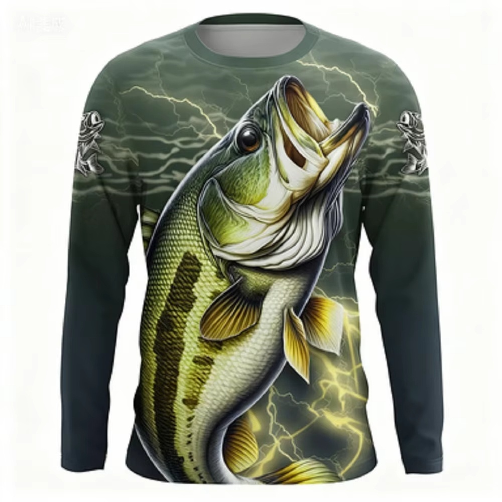 Mens Fashion Clothes - Fashionable Bass Pattern Crew Neck Long