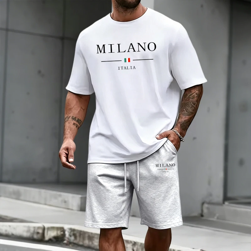 Mens Fashion Clothes - Men's Tracksuit Short Sleeve Top and
