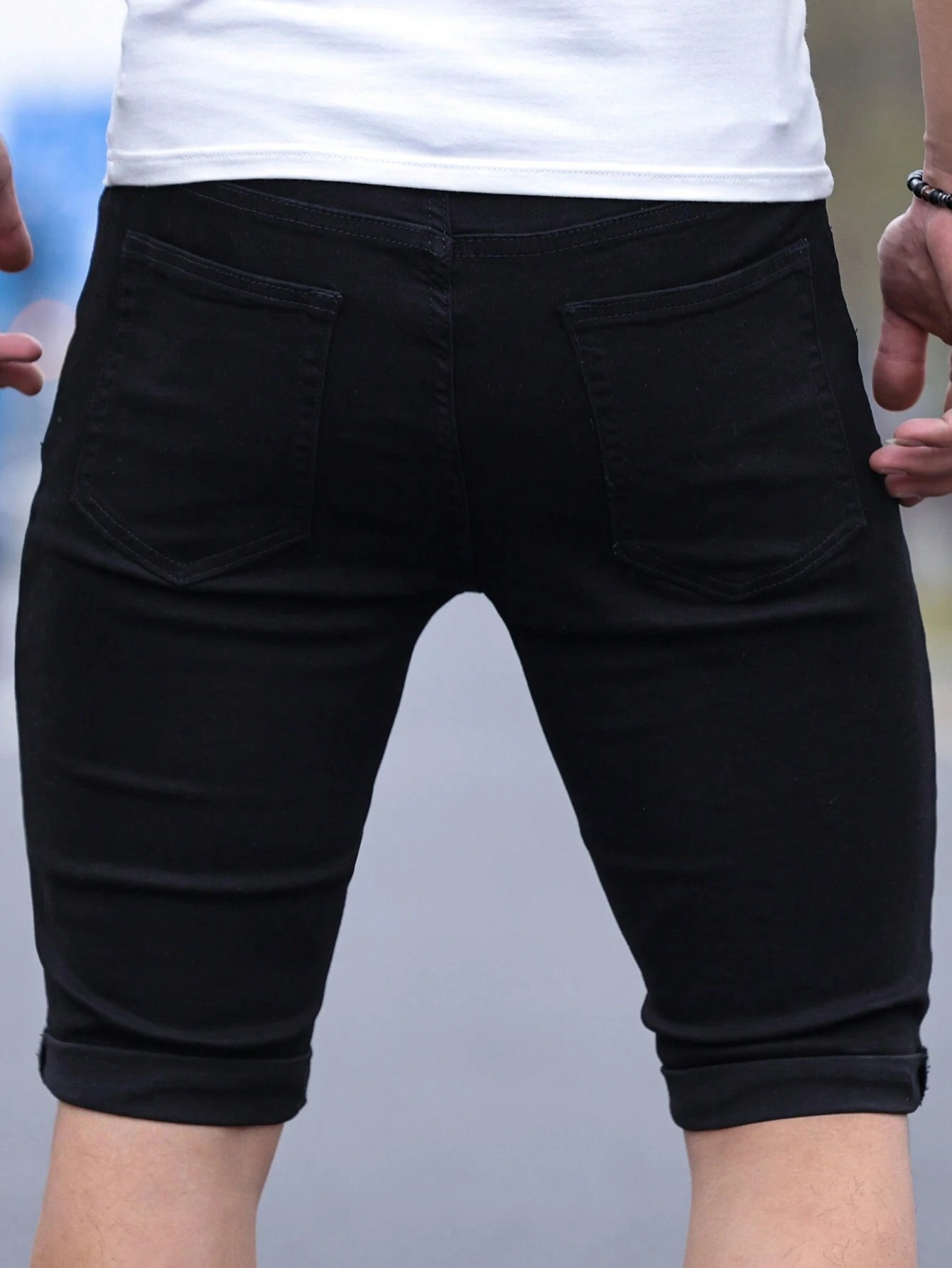 Men's jorts Slim Fit Black Str - Men'S Fashion Jeans review and price