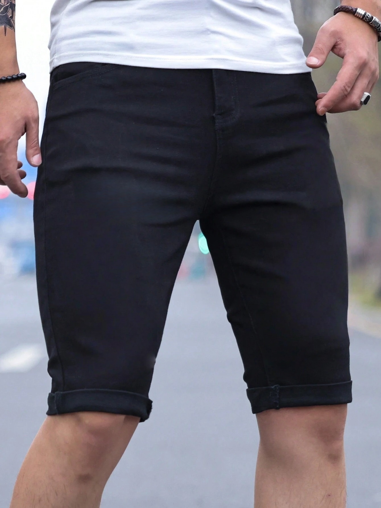 Men's jorts Slim Fit Black Str - Men'S Fashion Jeans review and price