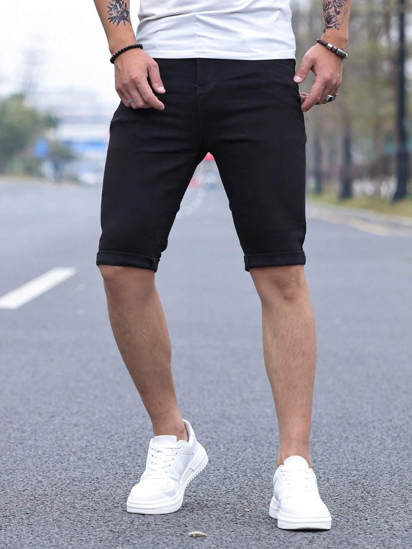Men's jorts Slim Fit Black Str - Men'S Fashion Jeans review and price