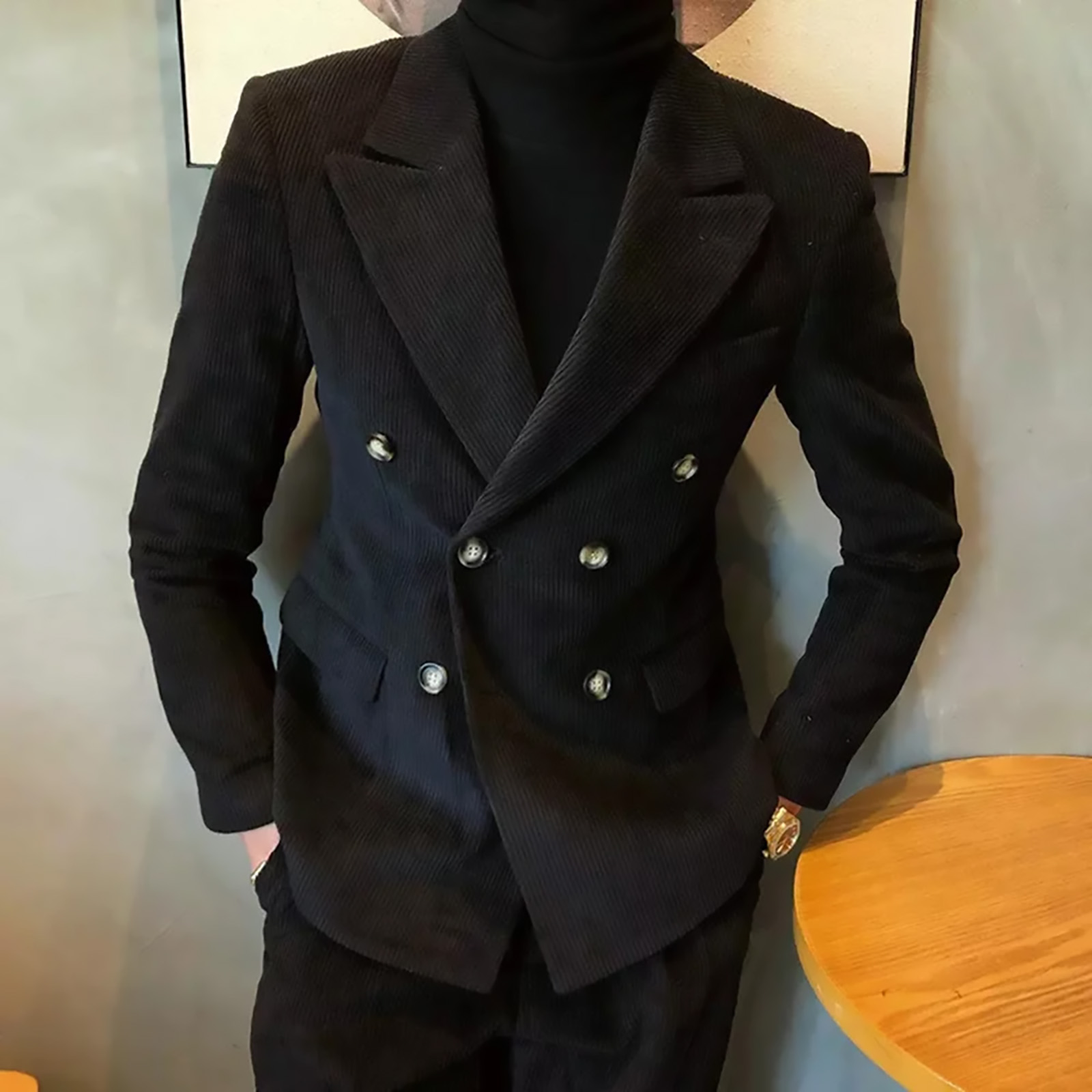 Corduroy Casual Peaked Lapel S - Corduroy Jacket Men review and price