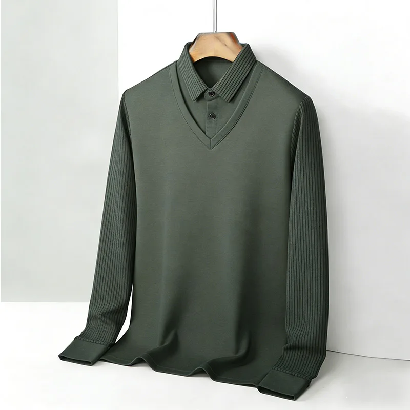 Men's Fake Two Piece Shirt Col - Mens Fashion Clothes review and price