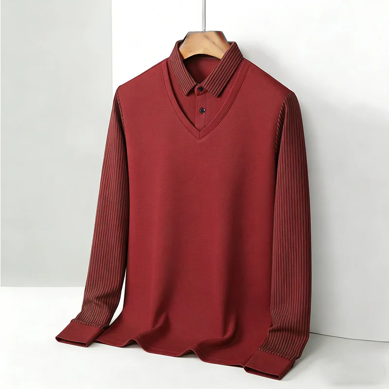 Men's Fake Two Piece Shirt Col - Mens Fashion Clothes review and price